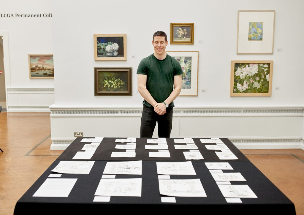 Artist Mike O'Brien in Limerick City Gallery of Art, 2024