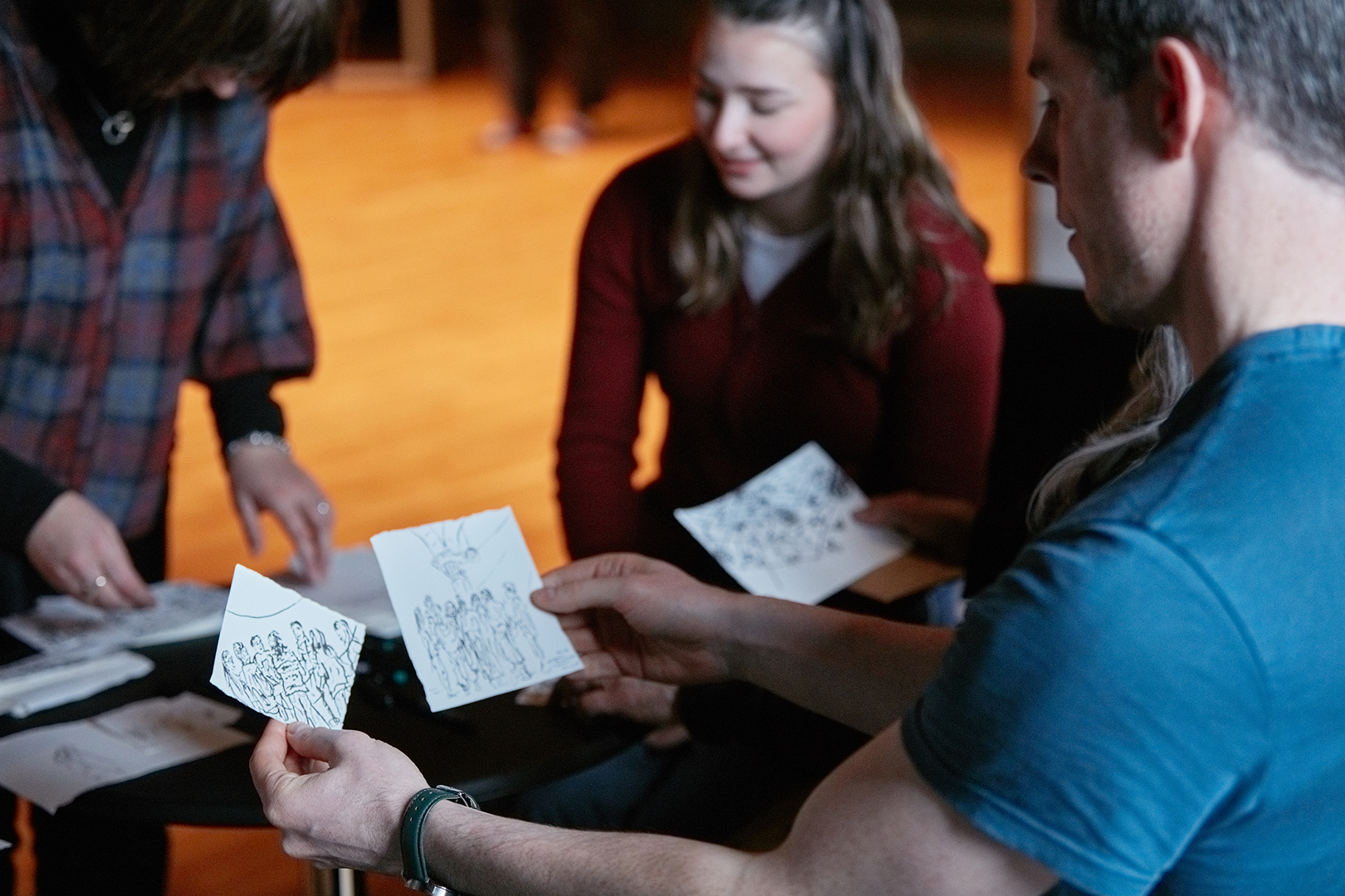 Artist Mike O'Brien with dancers and visitors in Dance Limerick, 2024